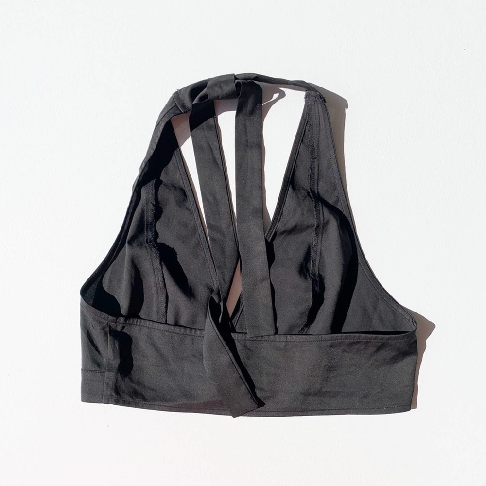 Shein Button Front Plunging Halter Top Size M, Bl… - image 2